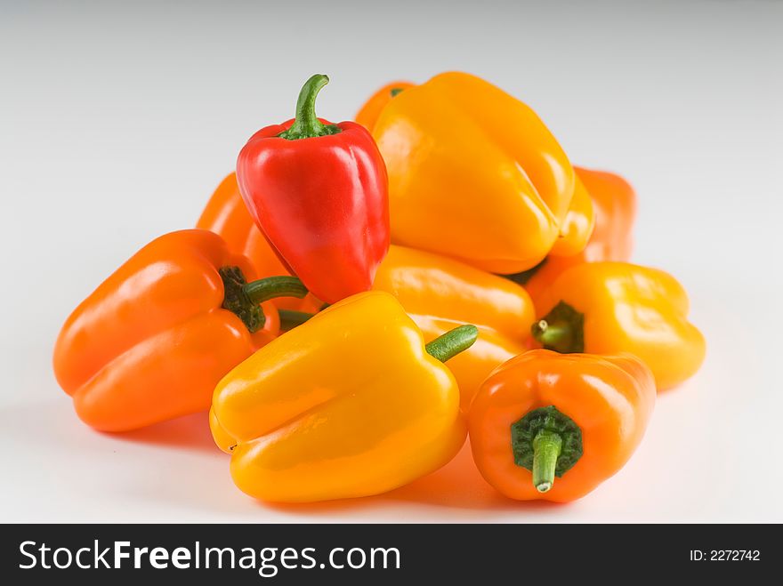 A grouping of multicolored bell peppers