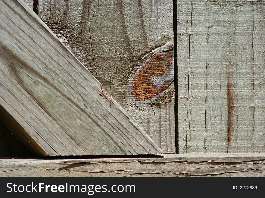 Close-up of old wooden gate with knot. Close-up of old wooden gate with knot