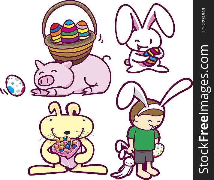 Illustration of some cute and cuddly Easter characters. Illustration of some cute and cuddly Easter characters.