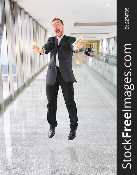 Jumping businessman