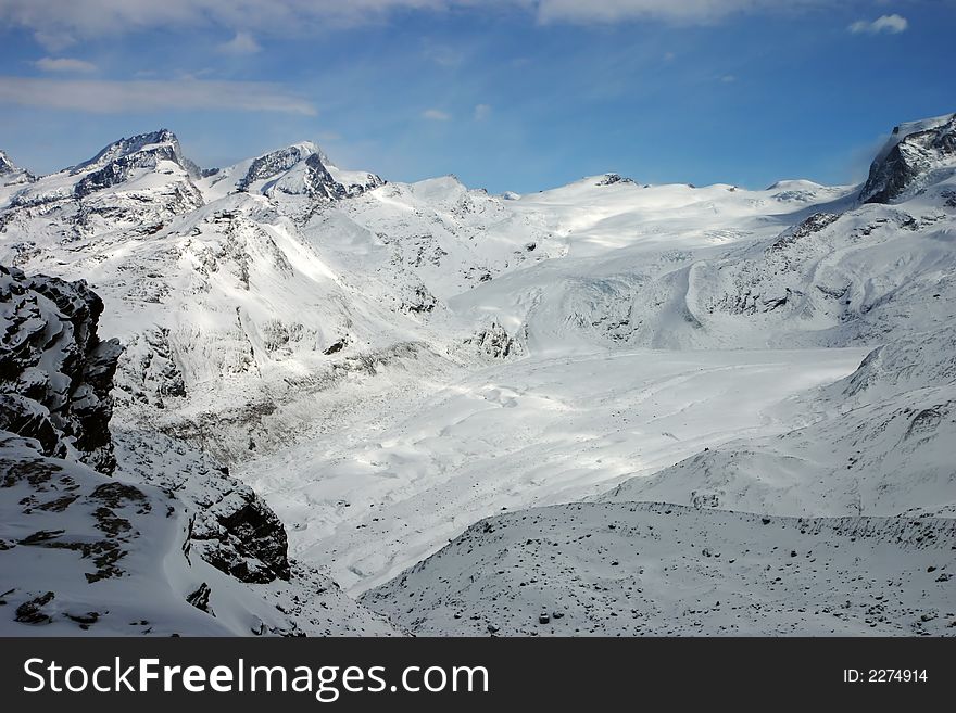 Alpine glacier scene (Wallis, Switzerland).