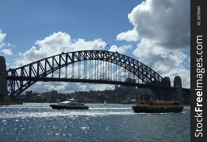 Bright sky over Sydney harbour bridge