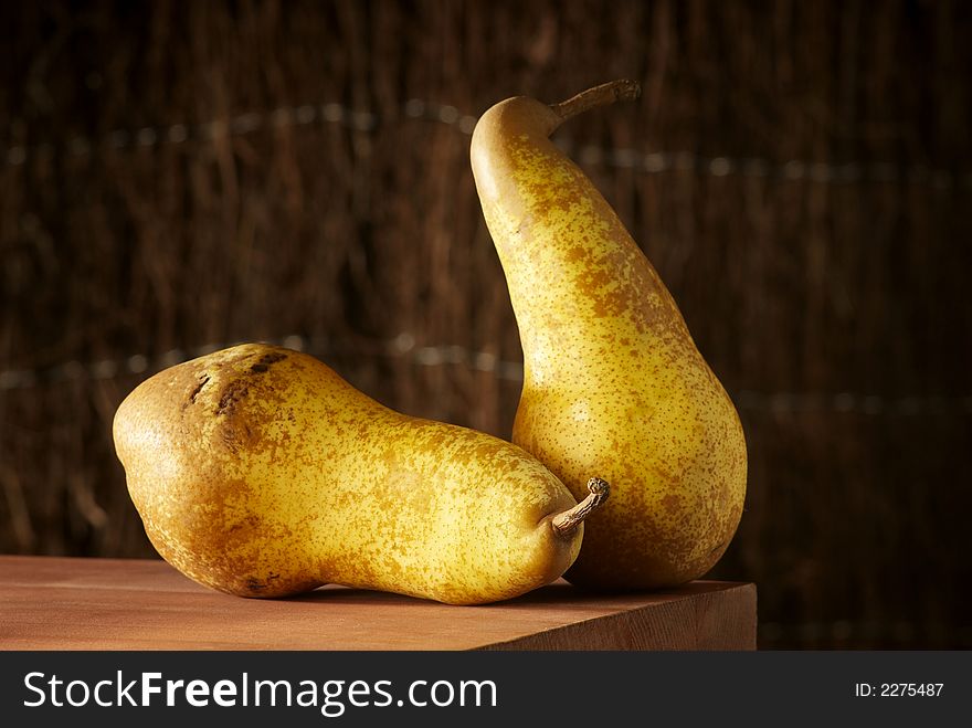 Two yellow pears still life