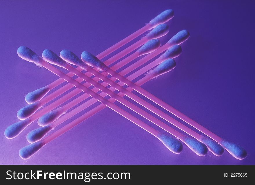 Cotton Sticks in pink-blue light