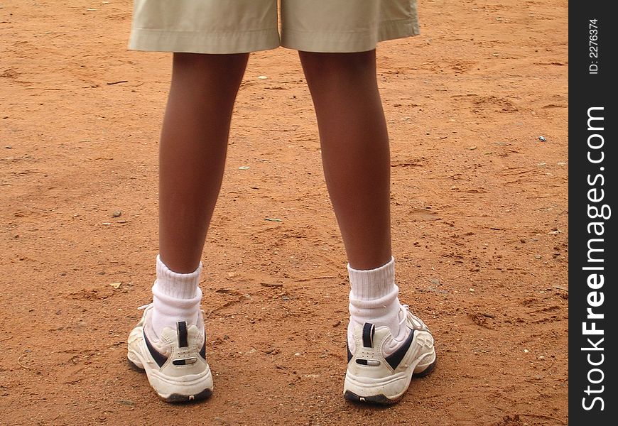 Rear profile of a boy's legs. Rear profile of a boy's legs