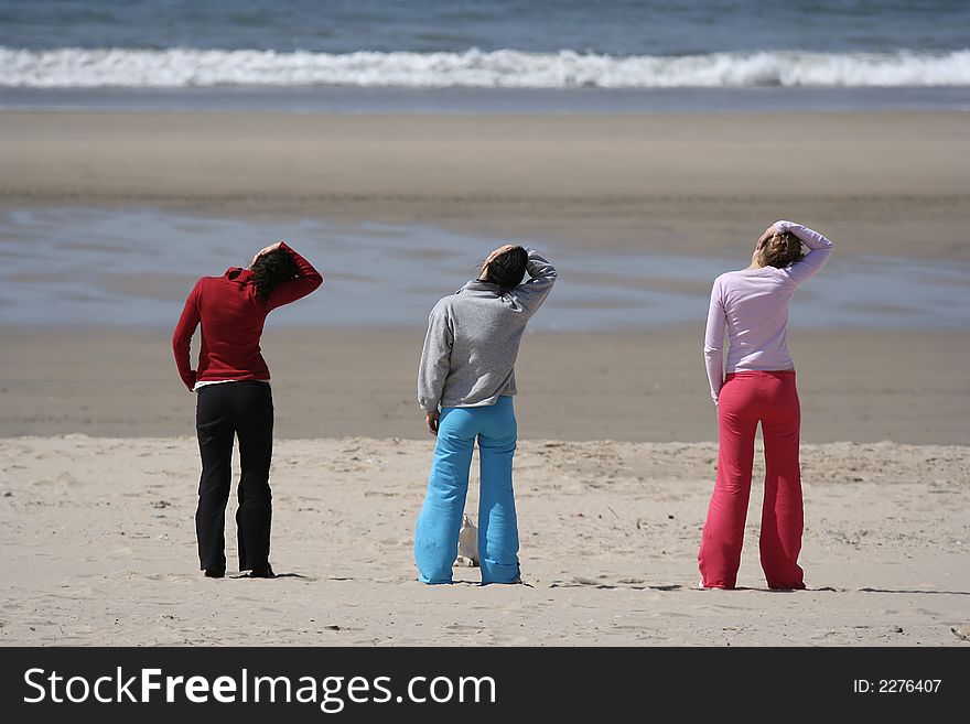 Three girls in the beach