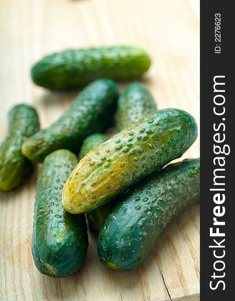 Cucumbers on a cook-table