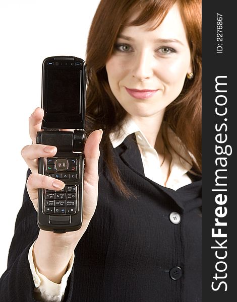 Young business girl talking with mobile phone