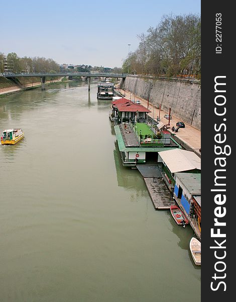 House-boats On River Tevere