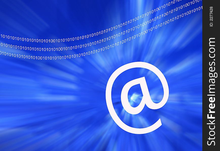 Illustration concept of internet communications showing e-mail symbol and numbers on abstract blue background. Illustration concept of internet communications showing e-mail symbol and numbers on abstract blue background.