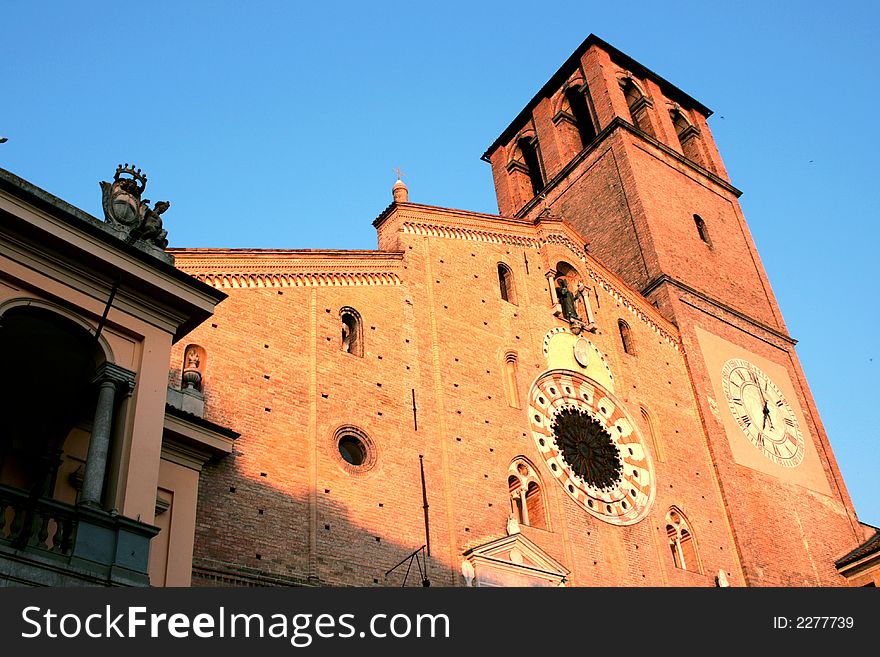 Medieval Bell tower and clock in Lodi. Italy. Medieval Bell tower and clock in Lodi. Italy