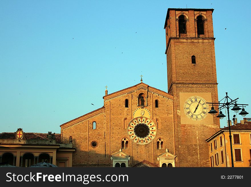 Medieval Bell tower and clock in Lodi. Italy. Medieval Bell tower and clock in Lodi. Italy