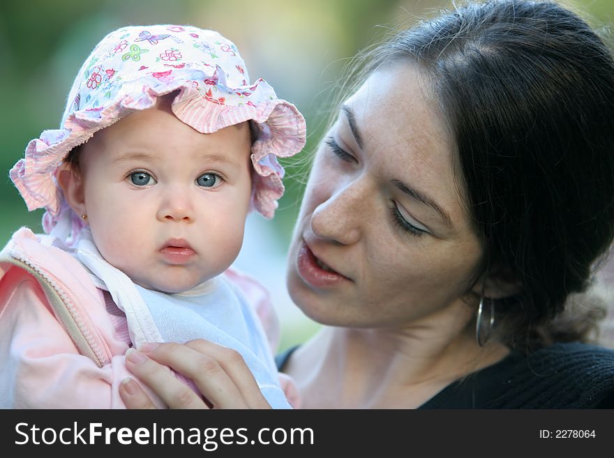 Mother and baby in the park