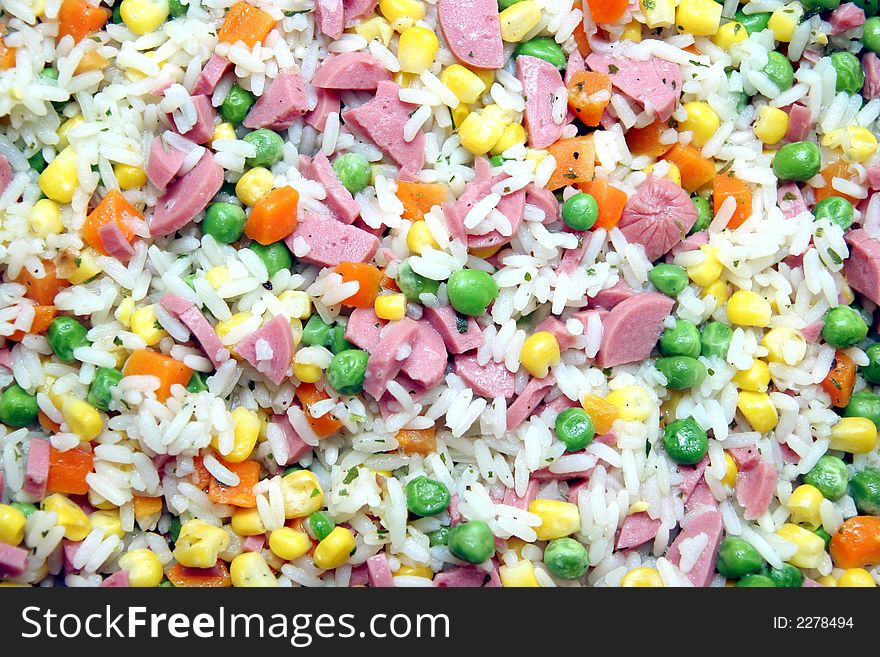 Rice with meat and vegetables