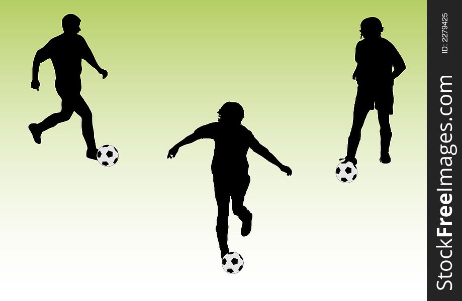 Illustration of three soccer players. Illustration of three soccer players