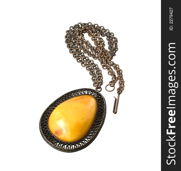 A Pendant With Amber Isolated