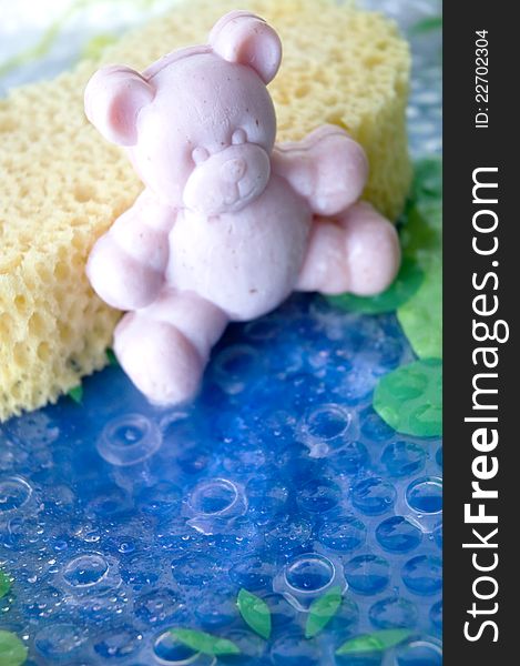 Teddy bear soap bar with sponge