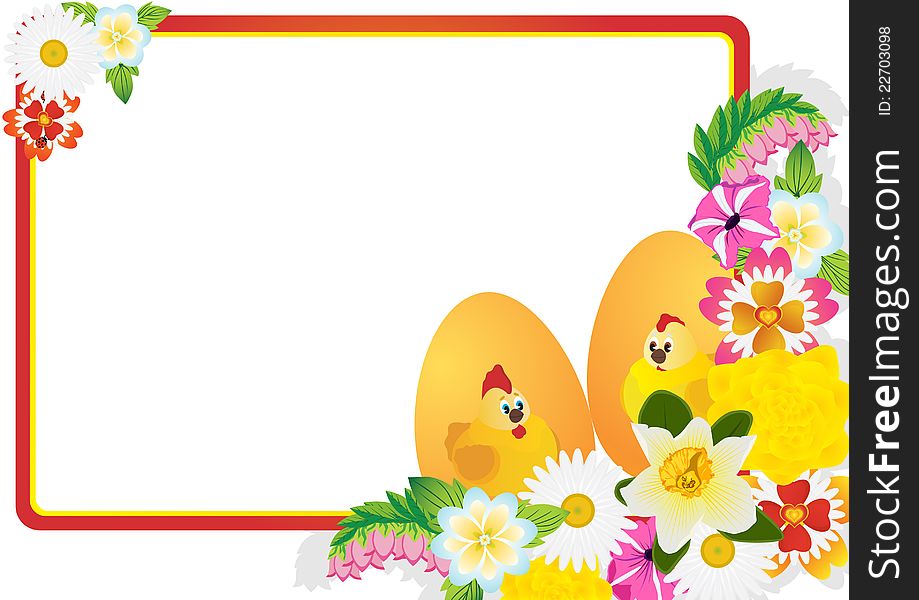Easter eggs with ornament and wild flowers. The illustration on a white background. Easter eggs with ornament and wild flowers. The illustration on a white background.
