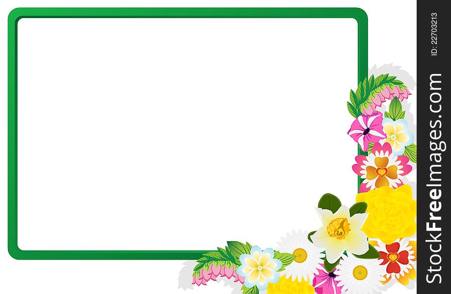 Wildflowers on the background of the frame. The illustration on a white background.