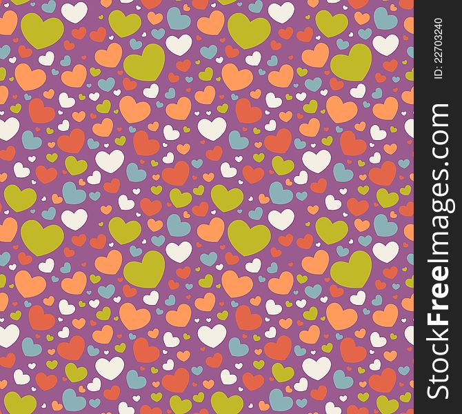 Cute Valentine love seamless pattern with colorful hearts. Cute Valentine love seamless pattern with colorful hearts