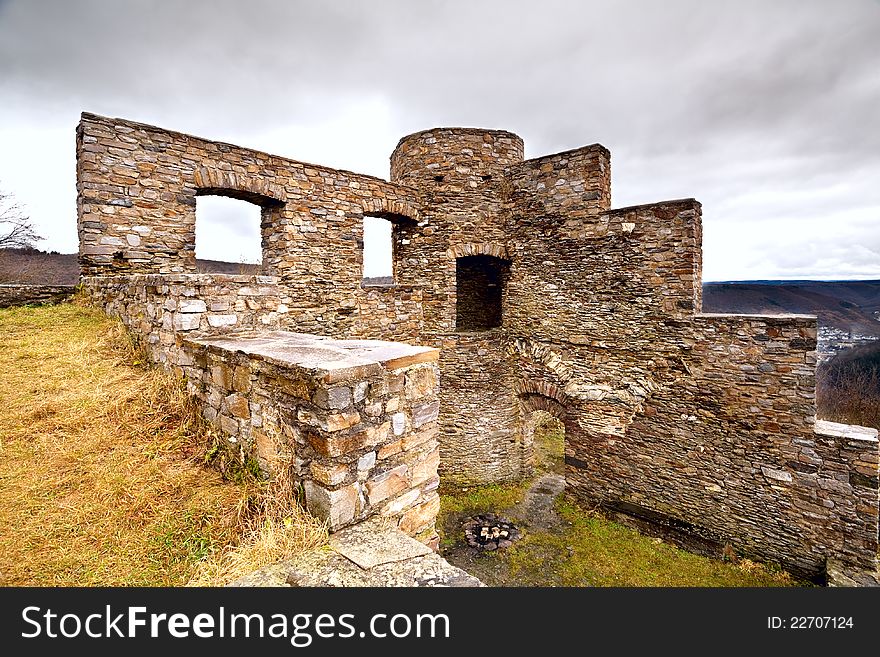 Ruins Winneburg in Cochem, Germany before storm. Ruins Winneburg in Cochem, Germany before storm