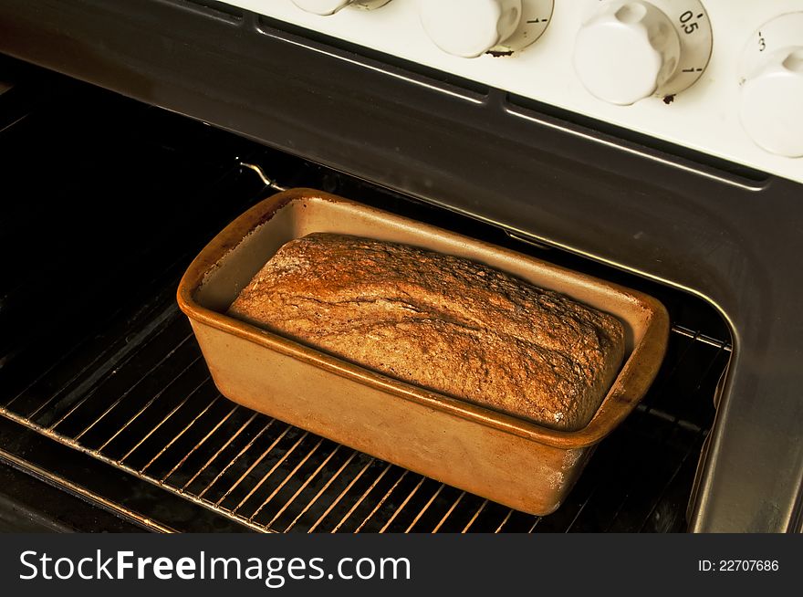 Cripsy whole grain bread in an oven