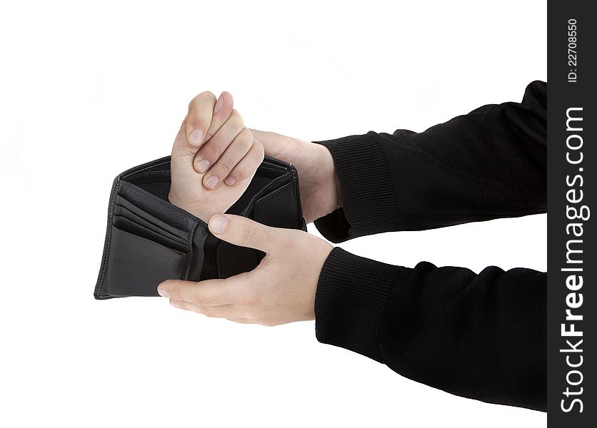 Image of the hands, wallet and gesture in it