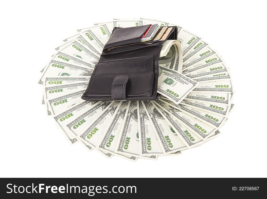 Image wallet with dollar with a white background