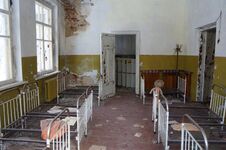 Abandoned Kindergarten In The Village Of Kopachi, Kiev Region, Ukraine. Stock Photo