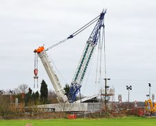 Heavy Duty Crane Erecting A Road Bridge Stock Photography Heavy Duty Crane Erecting A Road Bridge Stock Photography