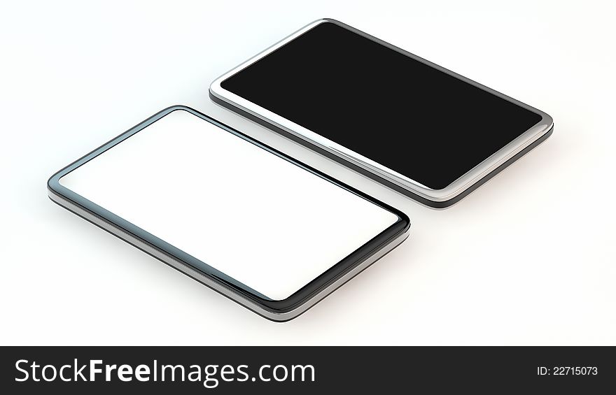 Two smart phones on white background