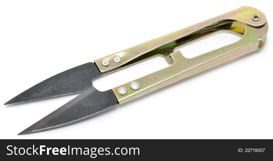 Fishing scissors on a white background