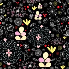 Bright Floral Pattern With Birds Royalty Free Stock Image Bright Floral Pattern With Birds Royalty Free Stock Image