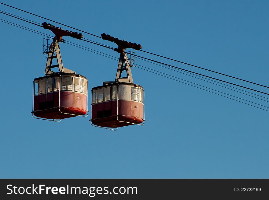 Cableway suspend on the air.