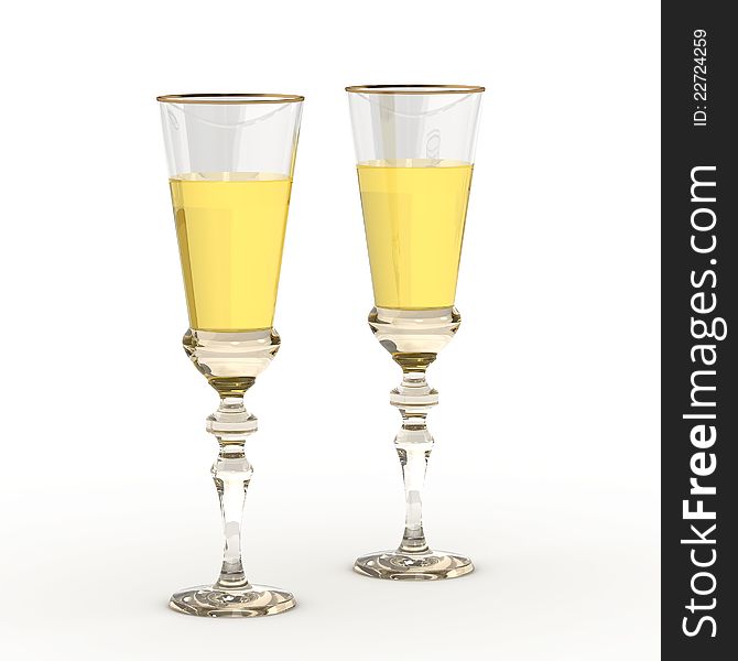 A two wineglasses on white background