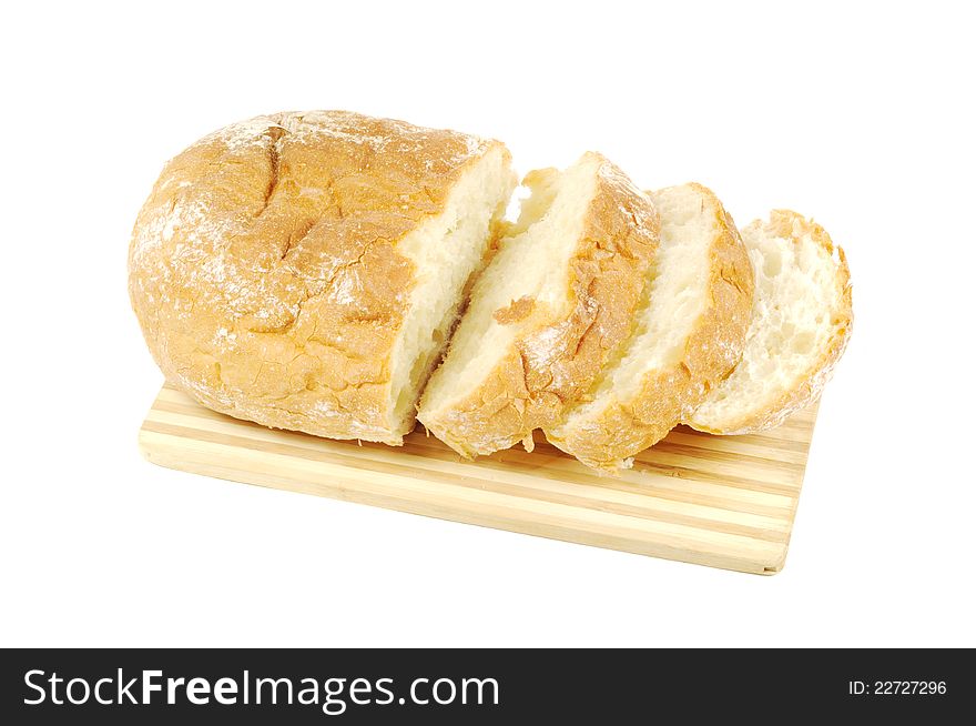 Fresh white Italian bread  on a white background