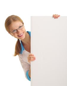 Beautiful Nurse Holding A Blank Banner Stock Photography Beautiful Nurse Holding A Blank Banner Stock Photography