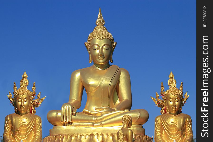 Buddha statues On a blue background, Thailand