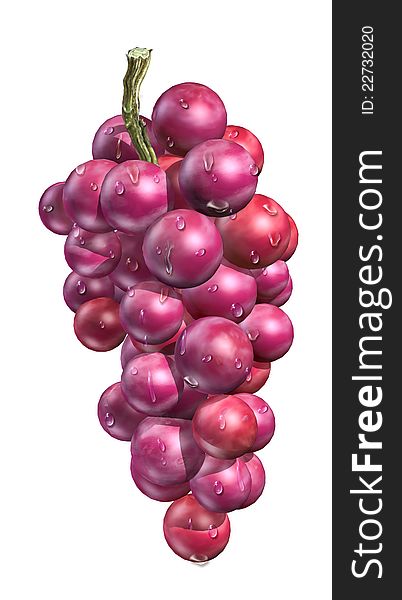 Red grape with water droplets, on white background. Clipping path included. Red grape with water droplets, on white background. Clipping path included.