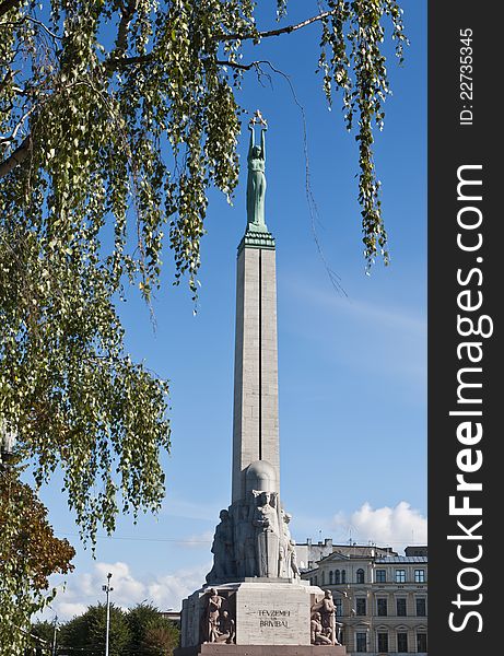 Sculpture Of Liberty In Riga, Latvia, Europe