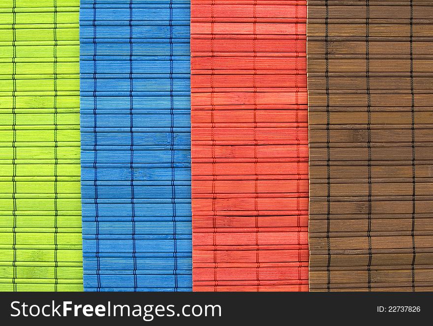 Green, blue, red and brown bamboo table-cloth