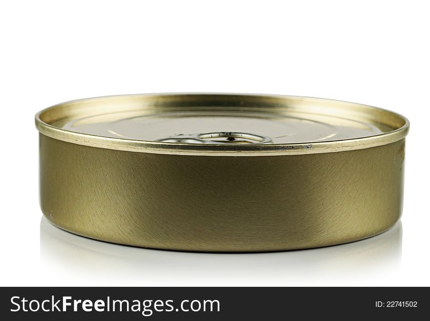 Tin with canned food on a white background. Tin with canned food on a white background.