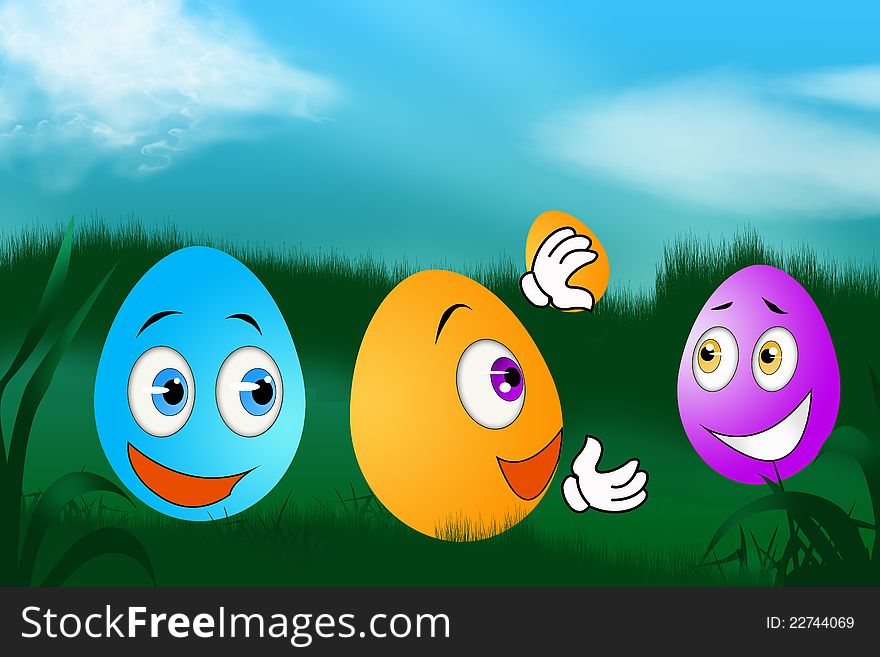 Sweet easter eggs in the grass