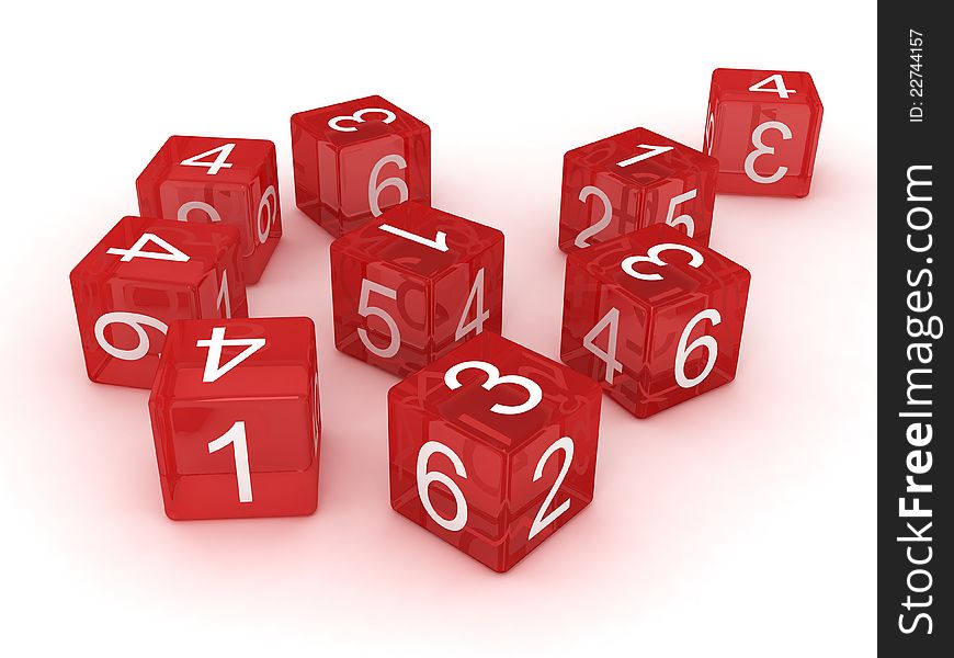 Red dice on white background. Red dice on white background