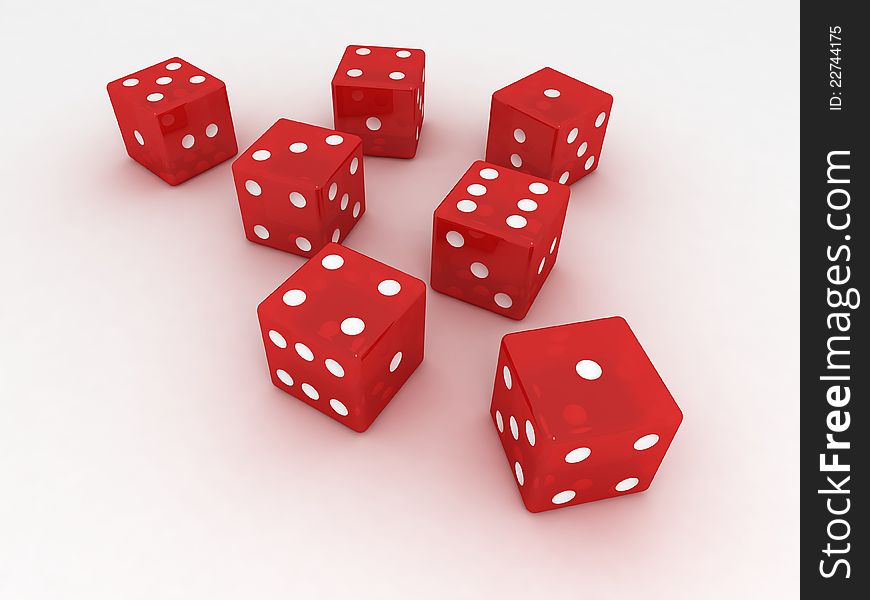 Red dice on white background. Red dice on white background