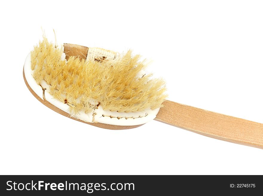 Damage bath brush on white background