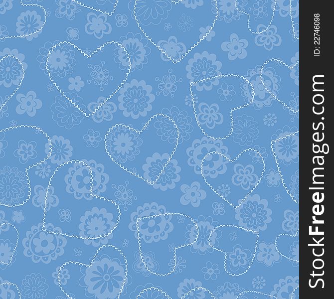 Floral Seamless Pattern With Hearts