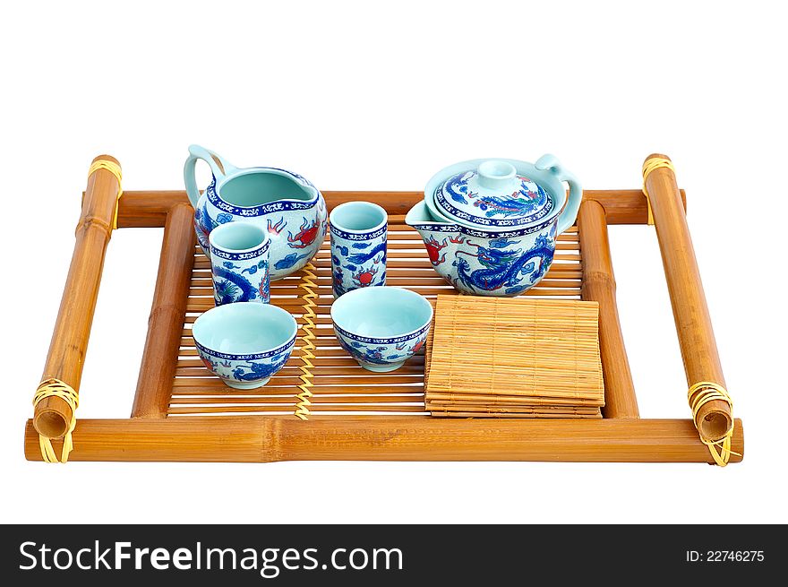 Set for tea ceremony on a white background