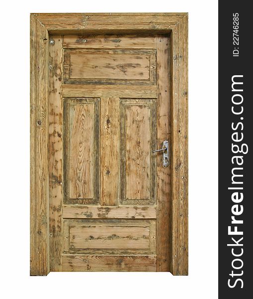 Vintage,wooden door isolatedon white