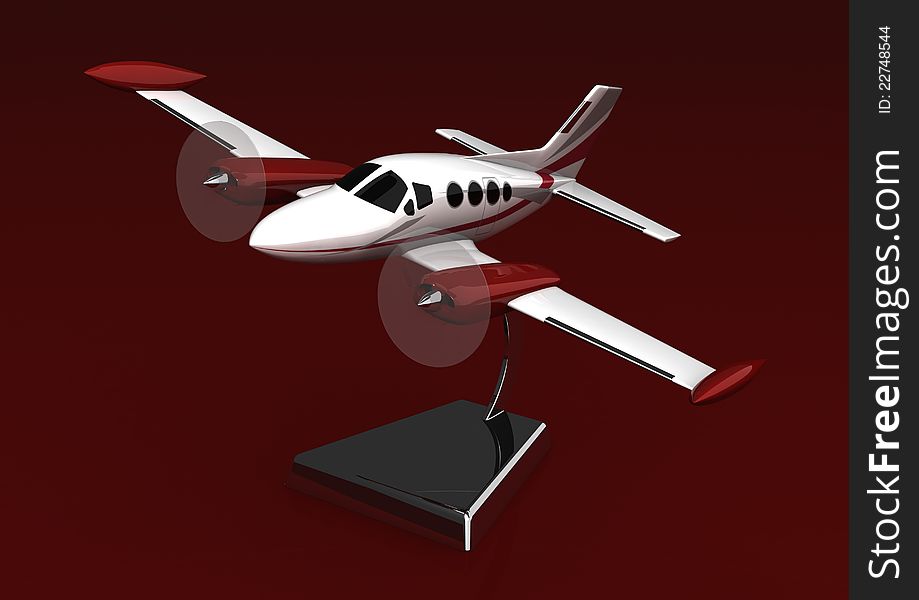 A model Cessna on a stand in glossy plastic. A model Cessna on a stand in glossy plastic